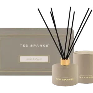 Direct Verzonden Ted Sparks - Geurkaars & Geurstokjes Diffuser - Gift Set - Tonka &